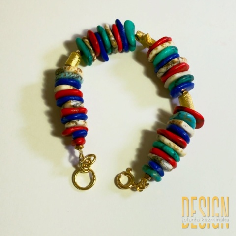 Bransoletka z jaspisów „Rainbow” – srebro złocone 24K