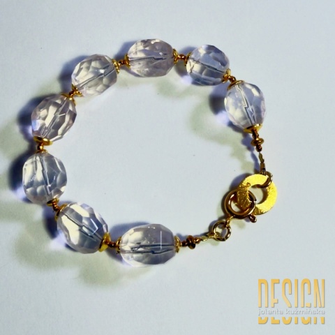 Bransoletka z kwarcu różowego – srebro pozłacane