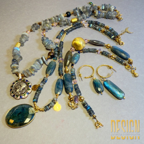 Bransoletka z labradorytem i złoconymi detalami