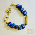 Bransoletka z lapis lazuli z akcentami rubinu i srebra złoconego 24k