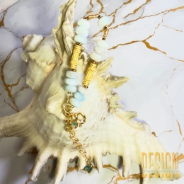 Bransoletka z larimaru i topazów – złocona biżuteria premium | Kuźmińska Design