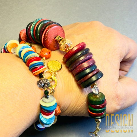 Bransoletka z muszli tęczowej z blue topazem w srebrze złoconym