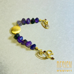 Bransoletka z naturalnego ametystu ze złoconym srebrem | Kuźmińska Design