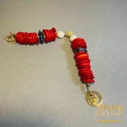 Bransoletka z naturalnego koralu i azurytu na srebrze złoconym 24k Kuźmińska Design