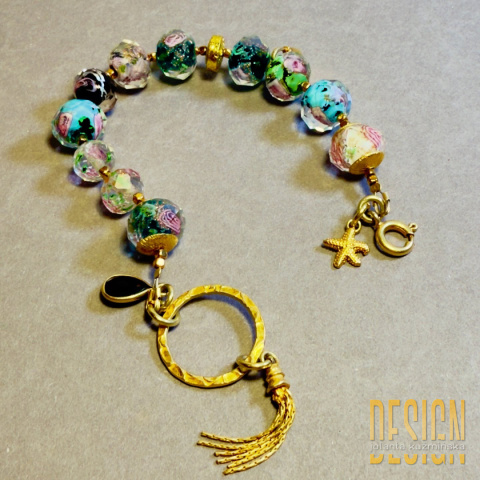 Bransoletka Murano z pozłacanym srebrem i złotymi detalami | Kuźmińska Design