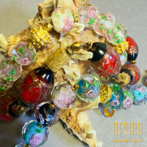 Bransoletka Murano z pozłacanym srebrem i złotymi detalami | Kuźmińska Design