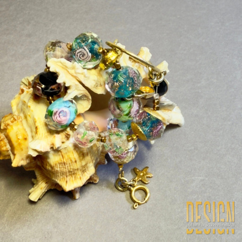 Bransoletka Murano z pozłacanym srebrem i złotymi detalami | Kuźmińska Design