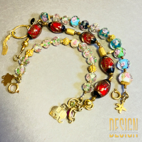 Bransoletka Murano z pozłacanym srebrem i złotymi detalami | Kuźmińska Design