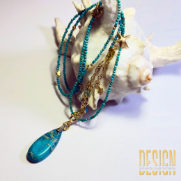 Długi naszyjnik z naturalnych turkusów – kolekcja Magic Drops | Kuźmińska Design