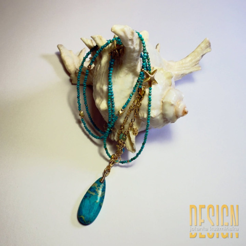 Długi naszyjnik z naturalnych turkusów – kolekcja Magic Drops | Kuźmińska Design