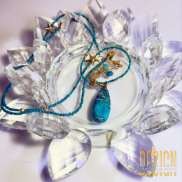 Długi naszyjnik z naturalnych turkusów – kolekcja Magic Drops | Kuźmińska Design