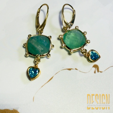 Kolczyki amazonit i topaz błękitny – złocona biżuteria