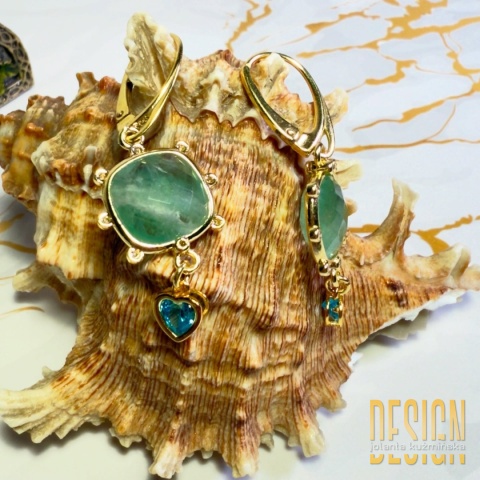 Kolczyki amazonit i topaz błękitny – złocona biżuteria