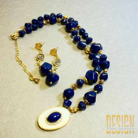 Kolczyki lapis lazuli labradoryt w złoconym srebrze