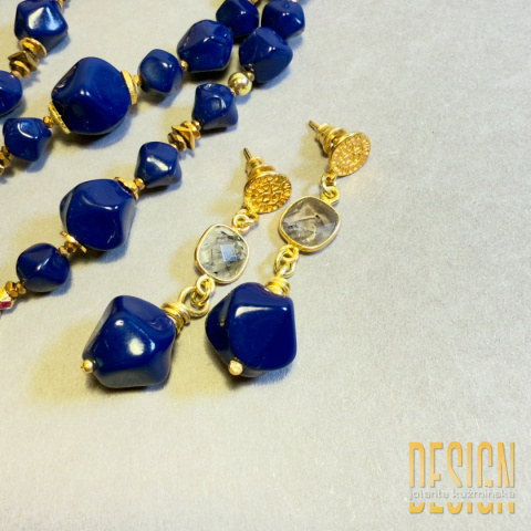 Kolczyki lapis lazuli labradoryt w złoconym srebrze