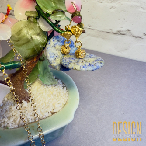 Kolczyki z azurytu w srebrze złoconym