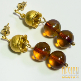 Kolczyki z bursztynem w srebrze złoconym