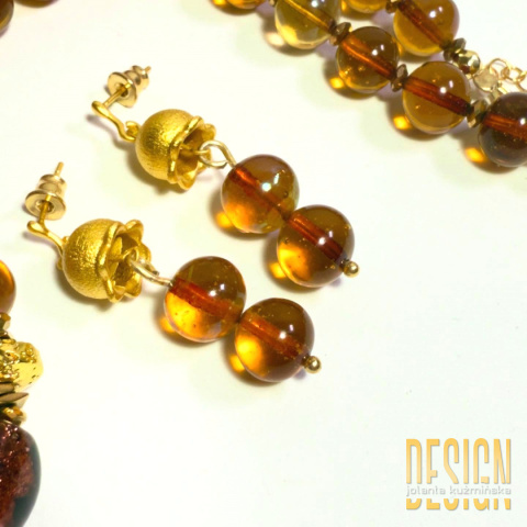 Kolczyki z bursztynem w srebrze złoconym