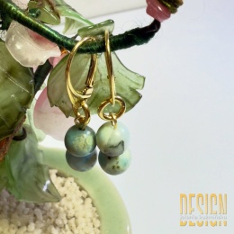 Kolczyki z larimaru na angielskich biglach, srebro złocone 24k – 3,5 cm