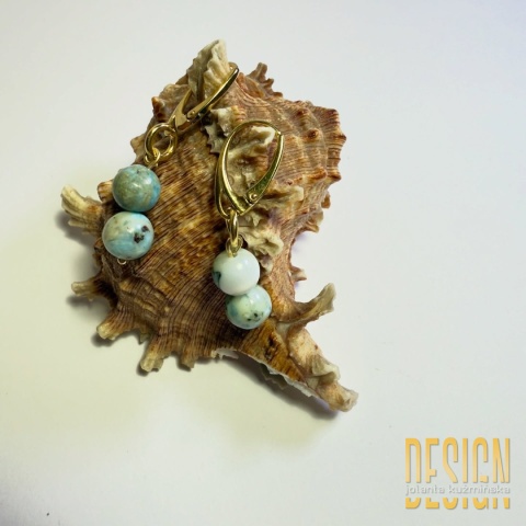 Kolczyki z larimaru na angielskich biglach, srebro złocone 24k – 3,5 cm