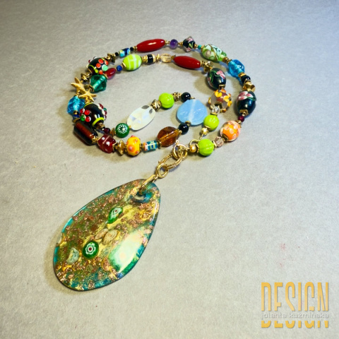 " Autorski naszyjnik z koralików Murano z odpinaną zawieszką – Kuźmińska Design"