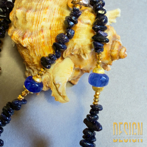 Naszyjnik z Nocy Kairu z tanzanitem, ametystem i słońcem | Kuźmińska Design