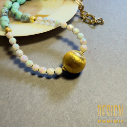 Naszyjnik z agatu koronkowego i opalitu – srebro złocone 24k | Kuźmińska Design