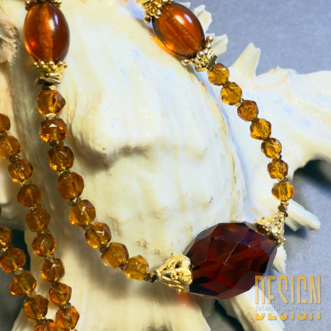 Naszyjnik z cytrynu abacusu – srebro pozłacane 24k