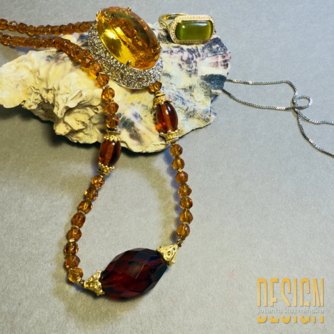 Naszyjnik z cytrynu abacusu – srebro pozłacane 24k