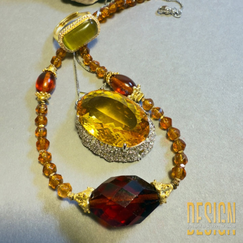 Naszyjnik z cytrynu abacusu – srebro pozłacane 24k