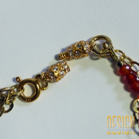 Naszyjnik z granatem i zawieszką słońca – srebro pozłacane 24k | Kuźmińska Design