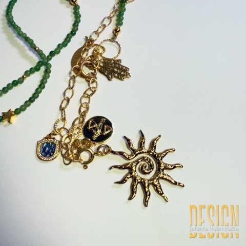 Naszyjnik z jadeitów z zawieszką Antyczne Słońce – kolekcja Magic Drops | Kuźmińska Design