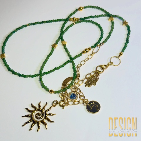 Naszyjnik z jadeitów z zawieszką Antyczne Słońce – kolekcja Magic Drops | Kuźmińska Design