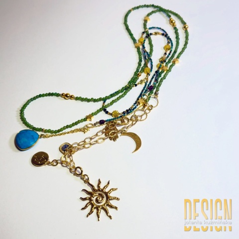 Naszyjnik z jadeitów z zawieszką Antyczne Słońce – kolekcja Magic Drops | Kuźmińska Design