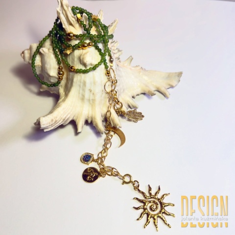 Naszyjnik z jadeitów z zawieszką Antyczne Słońce – kolekcja Magic Drops | Kuźmińska Design