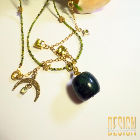 Naszyjnik z jadeitu kanadyjskiego i tybetańskiego z zawieszką – kolekcja Magic Drops