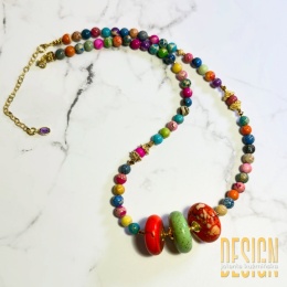 Kolorowy naszyjnik z jaspisu – naturalne kamienie 45 cm | Kuźmińska Design