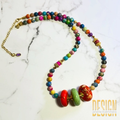Kolorowy naszyjnik z jaspisu – naturalne kamienie 45 cm | Kuźmińska Design