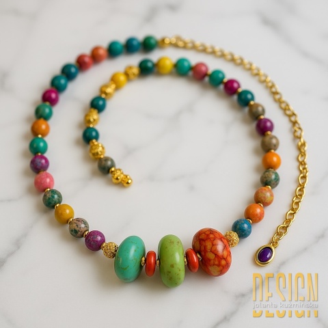 Kolorowy naszyjnik z jaspisu – naturalne kamienie 45 cm | Kuźmińska Design