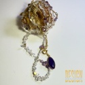 Naszyjnik Magic Drops – ametyst, kryształ górski, nieoszlifowane diamenty | Kuźmińska Design