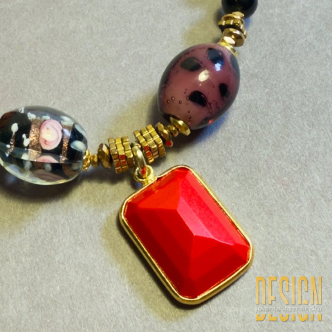 Naszyjnik Murano z koralem w złoconym srebrze | Biżuteria Premium Kuźmińska Design