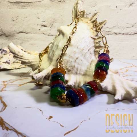 Naszyjnik z ognistych agatów – kolorowa biżuteria handmade | Kuźmińska Design