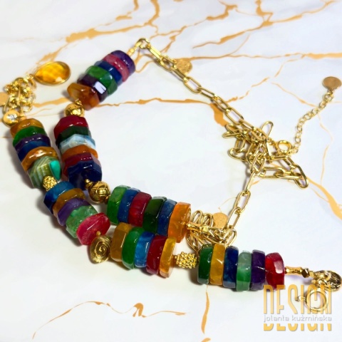 Naszyjnik z ognistych agatów – kolorowa biżuteria handmade | Kuźmińska Design