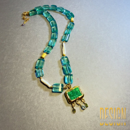 Naszyjnik z kwarcu i pereł Biwa z agatem druzy | Kuźmińska Design