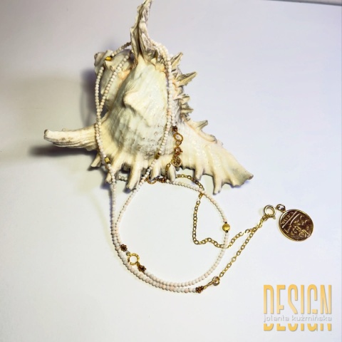 Naszyjnik z kwarcu mlecznego – złocone srebro 24 k | Kolekcja Magic Drops – Kuźmińska Design