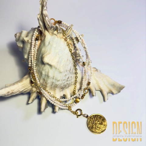 Naszyjnik z kwarcu mlecznego – złocone srebro 24 k | Kolekcja Magic Drops – Kuźmińska Design