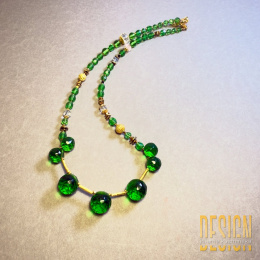 Naszyjnik Murano w zieleni i złoconym srebrze | Biżuteria Premium Kuźmińska Design