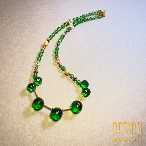 Naszyjnik Murano w zieleni i złoconym srebrze | Biżuteria Premium Kuźmińska Design