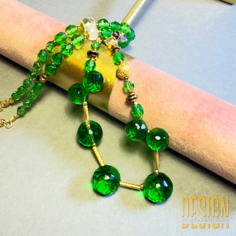 Naszyjnik Murano w zieleni i złoconym srebrze | Biżuteria Premium Kuźmińska Design