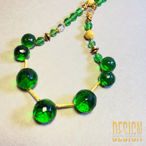 Naszyjnik Murano w zieleni i złoconym srebrze | Biżuteria Premium Kuźmińska Design